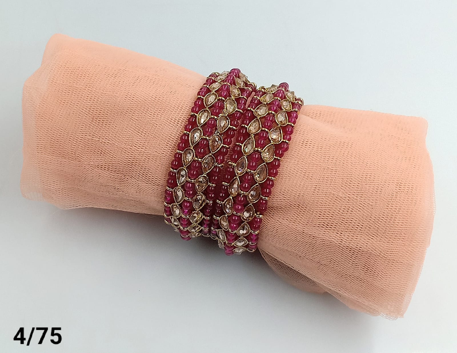 Ruby-Pink Beaded Bangles for Women